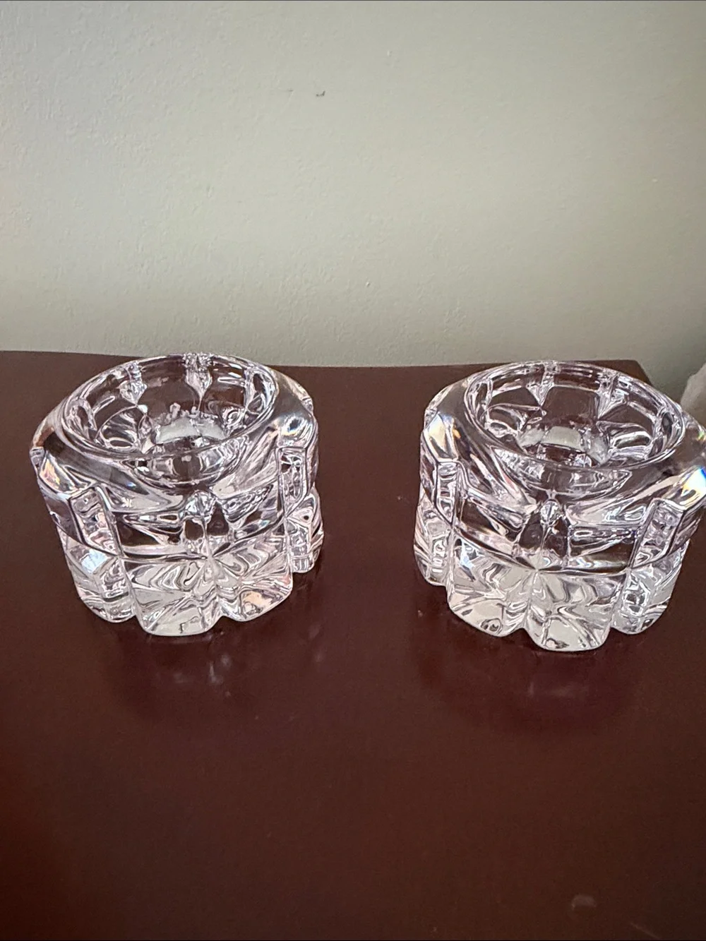 VNTG Mikasa Reflections Pattern Set of 2 Glass Candle Holders